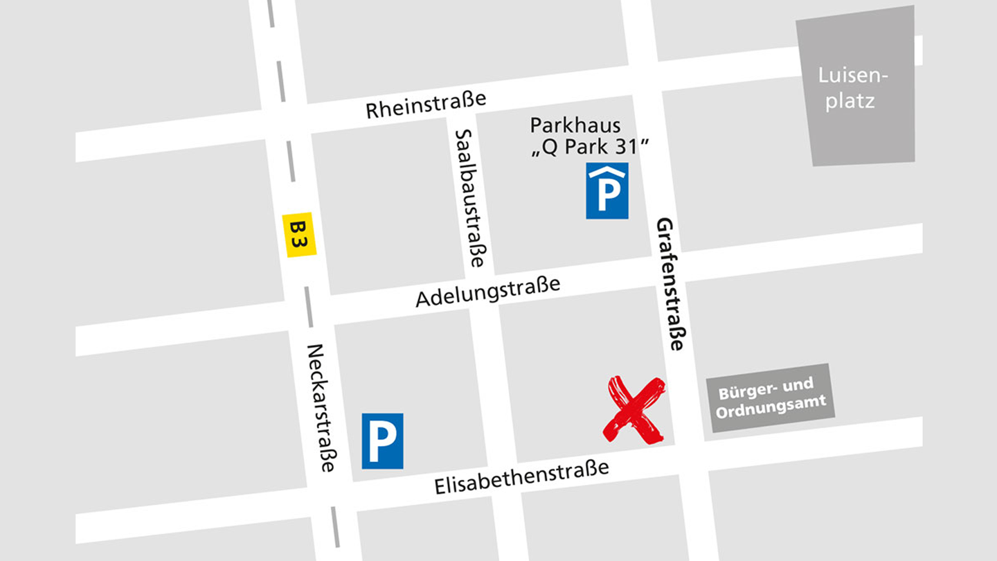 Lageplan des Alnatura Super Natur Marktes in Darmstadt