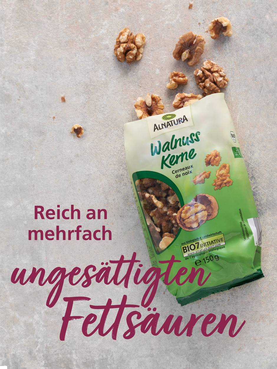 Alnatura Walnusskerne reich an mehrfach ungesättigten Fettsäuren