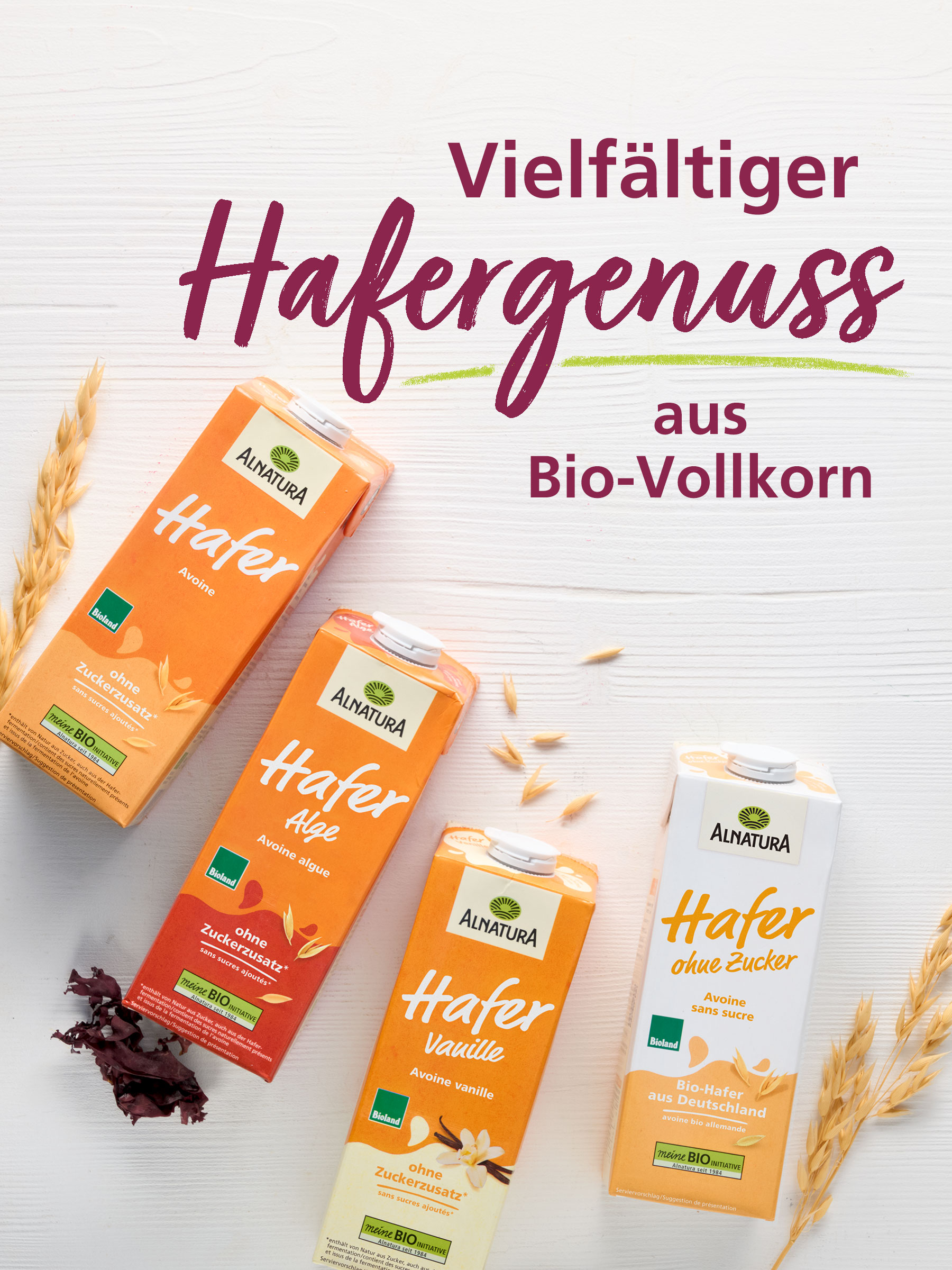 Werbetafel für pflanzliche Alnatura Produkt-Alternativen zu Kuhmilch und Milchprodukten