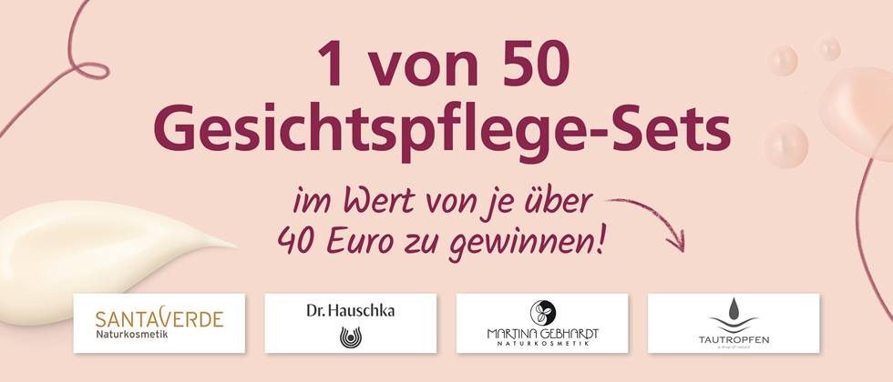 Gesichtspflege-Sets, die beim Alnatura Naturkosmetik-Gewinnspiel verlost werden