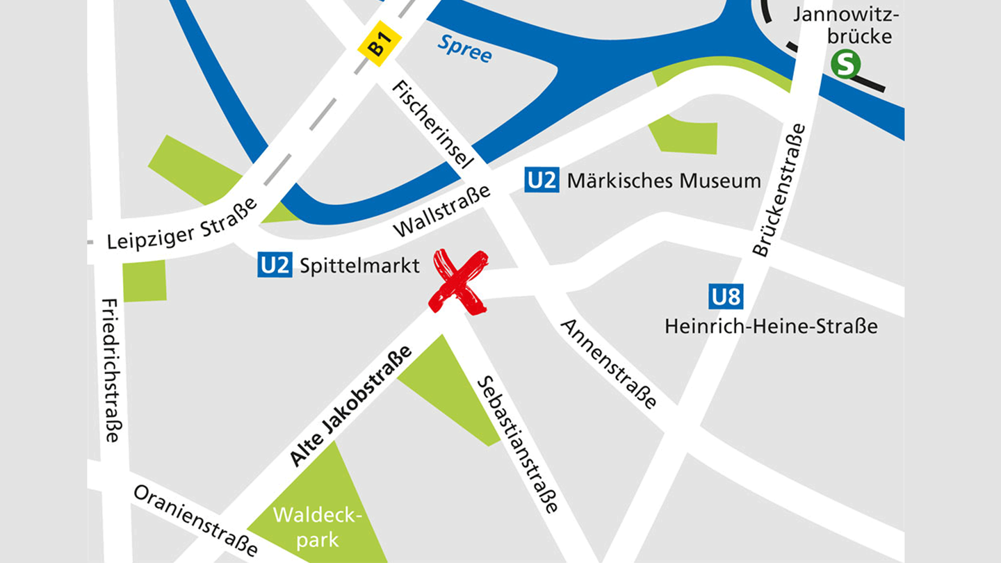 Lageplan des Alnatura Super Natur Marktes in Berlin Mitte