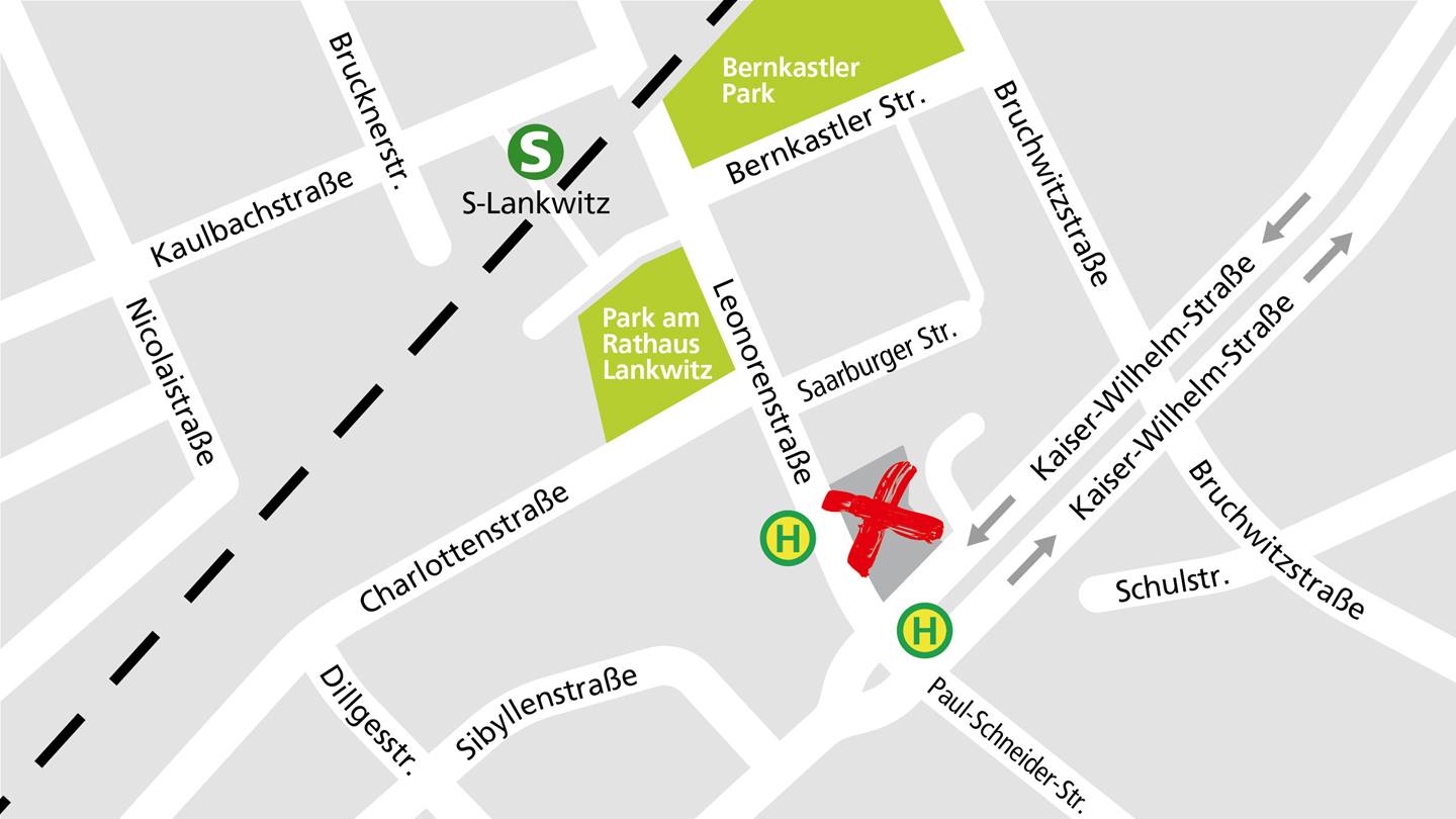 Anfahrtskarte zum Alnatura in Berlin-Lankwitz in der Leonorenstraße