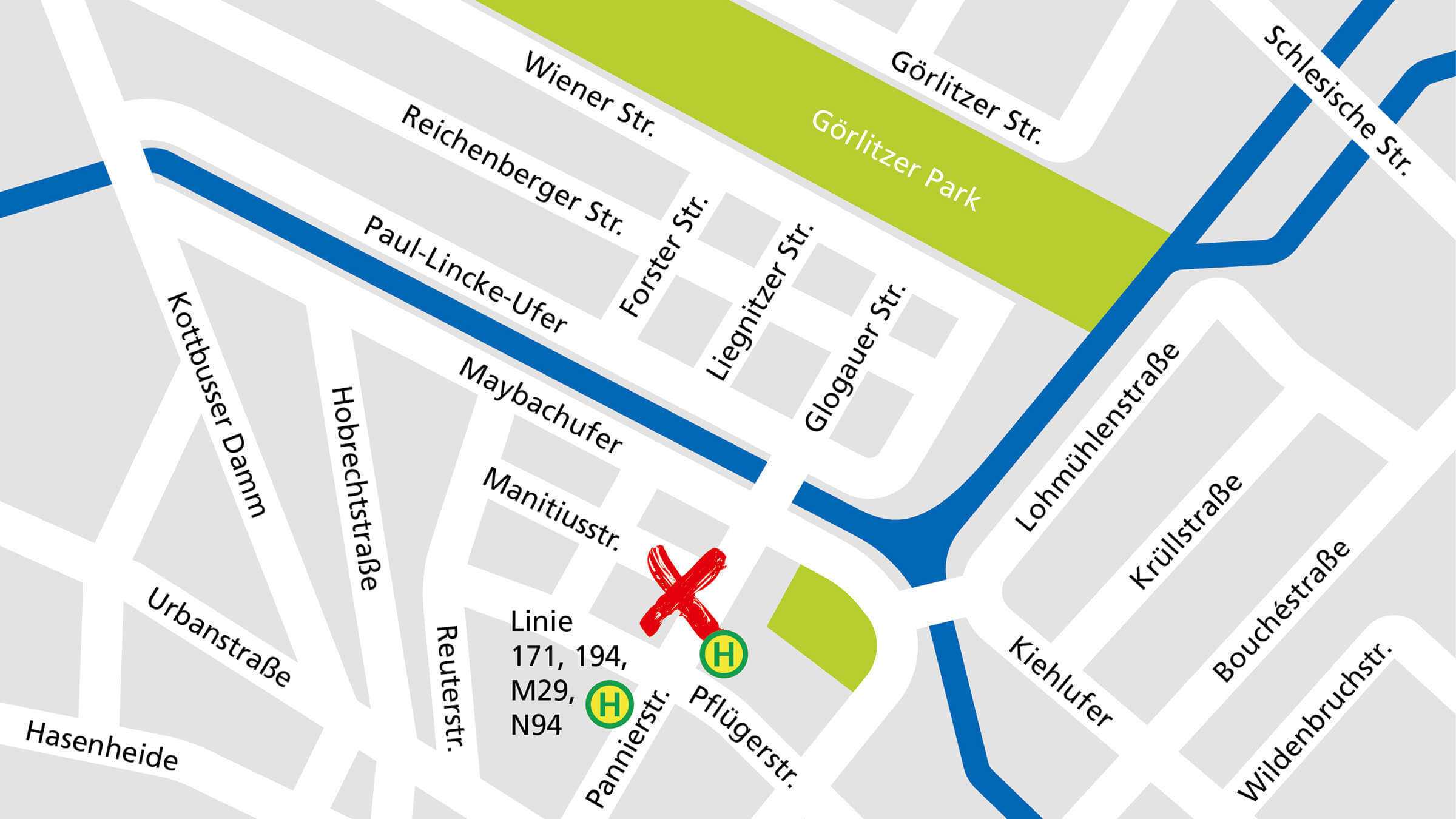 Der Anfahrtsplan zum Alnatura Markt in Berlin-Neukölln