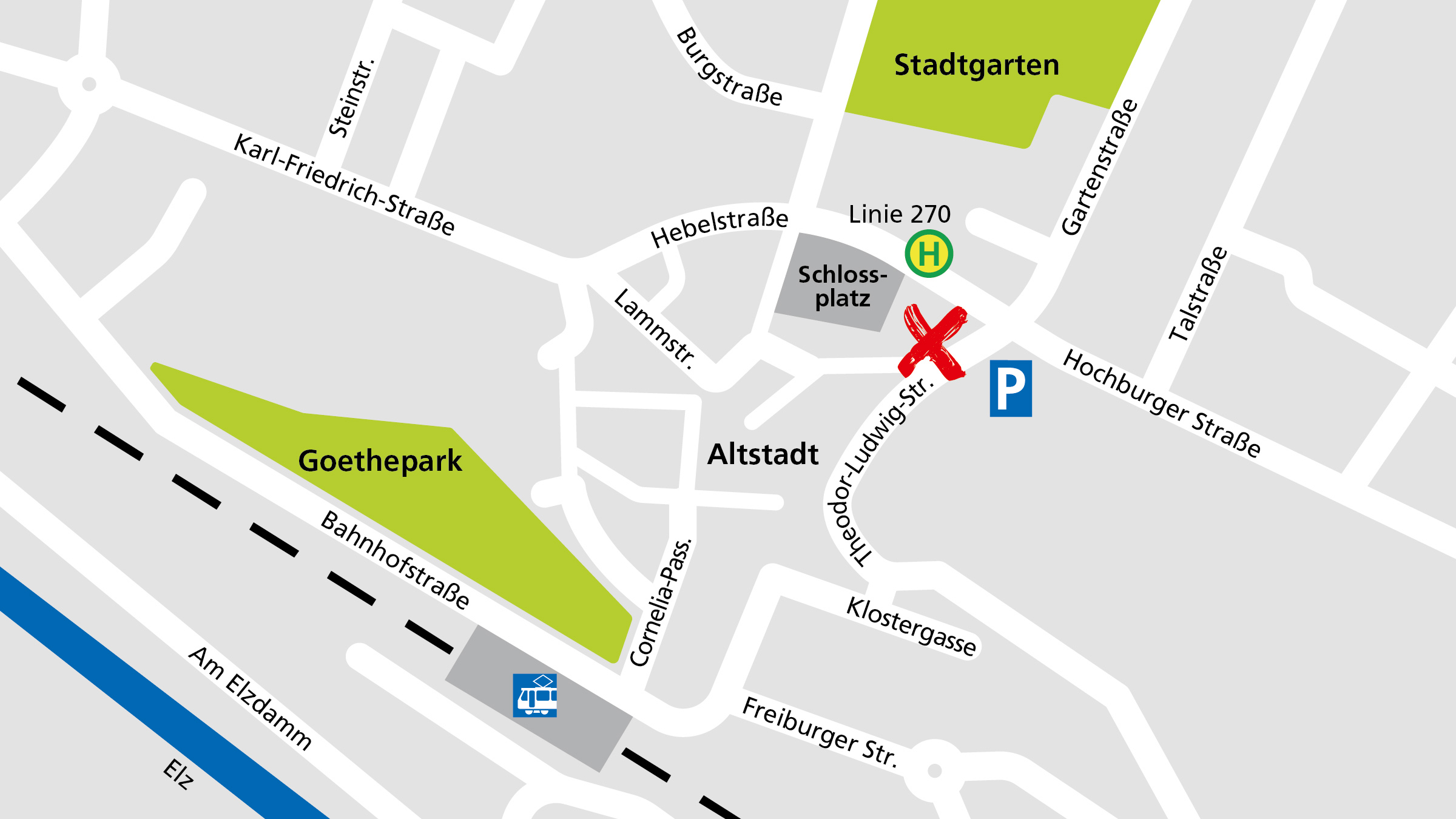 Lageplan des Alnatura Markts in Emmendingen