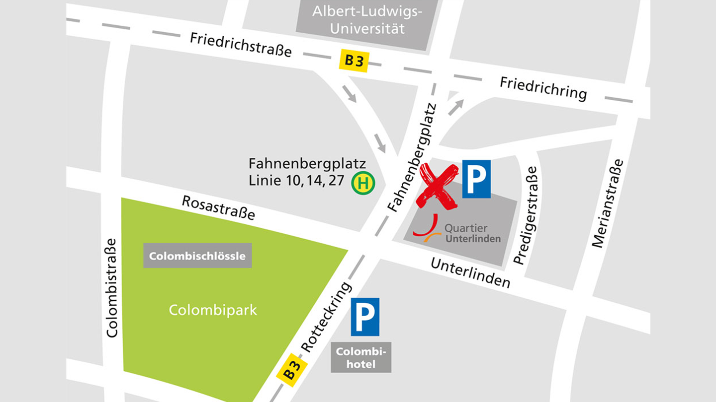 Lageplan des Alnatura Super Natur Marktes in Freiburg