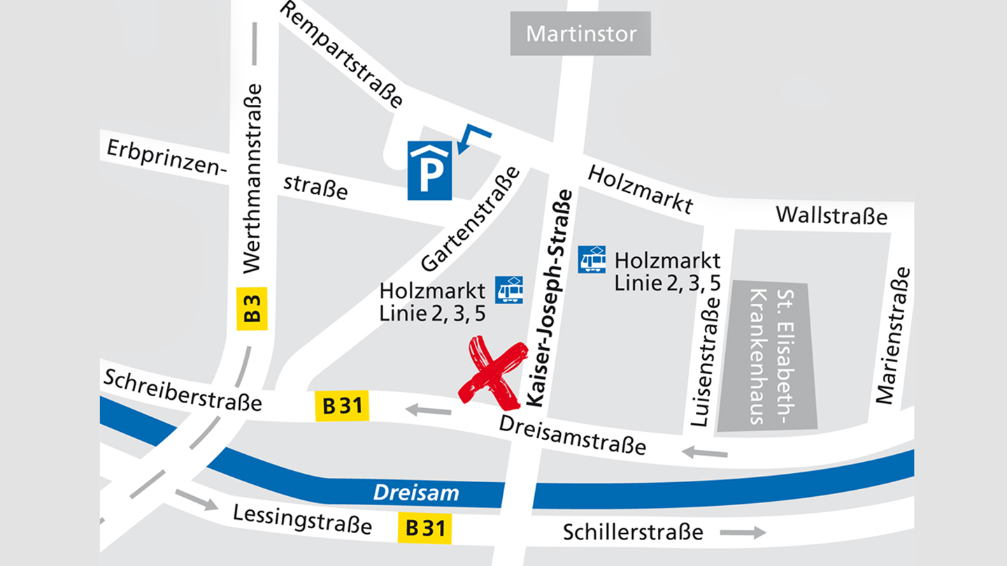 Lageplan des Alnatura Super Natur Marktes in Freiburg