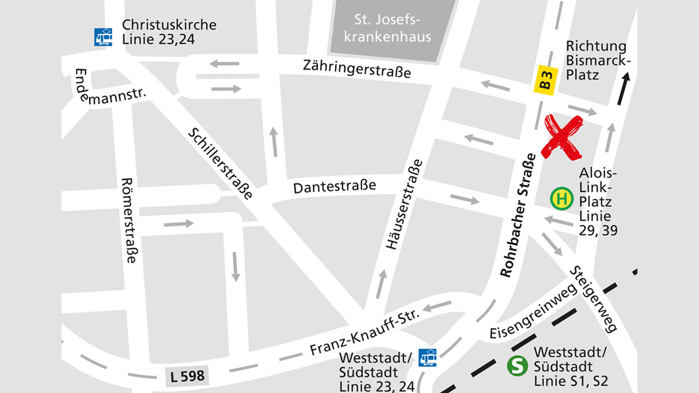 Lageplan des Alnatura Super Natur Marktes in Heidelberg-Weststadt