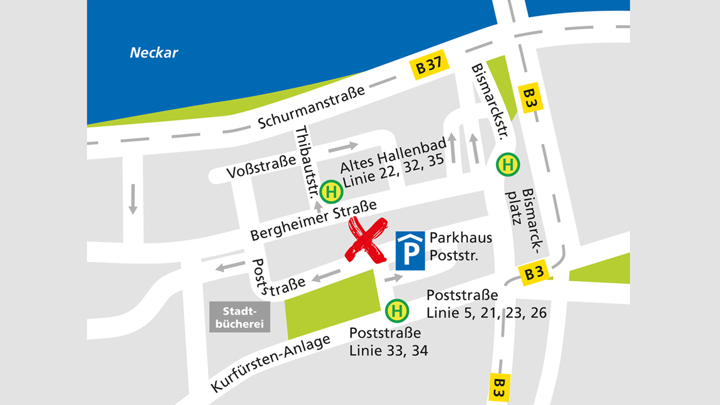 Lageplan des Alnatura Super Natur Marktes in Heidelberg