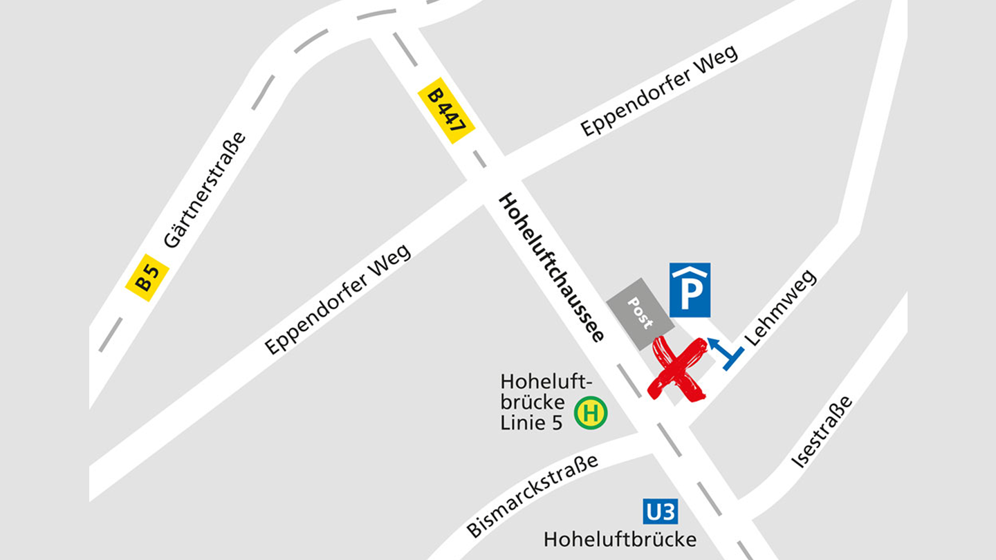 Lageplan des Alnatura Super Natur Marktes in Hamburg-Eppendorf