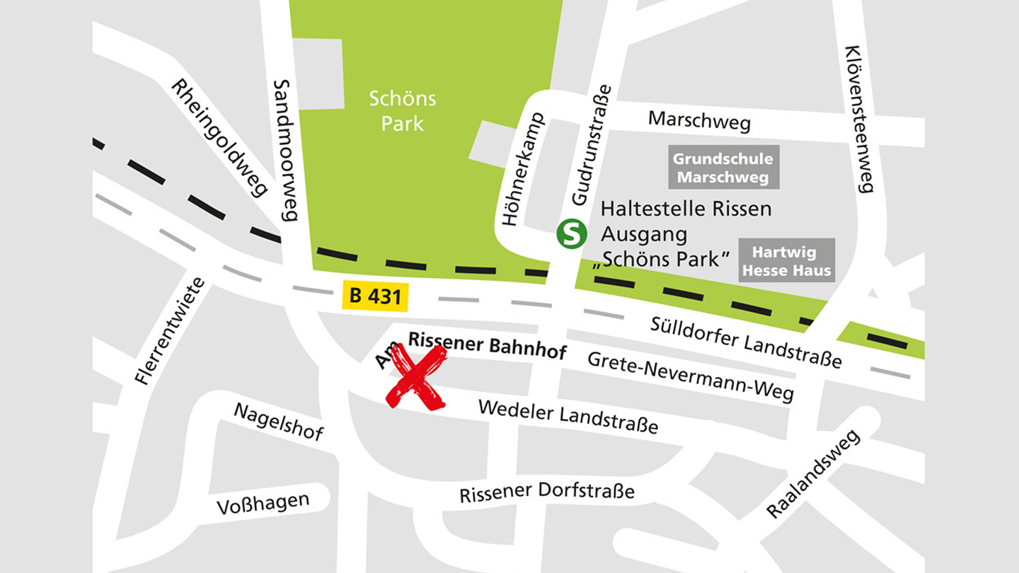 Lageplan des Alnatura Super Natur Marktes in Hamburg-Rissen