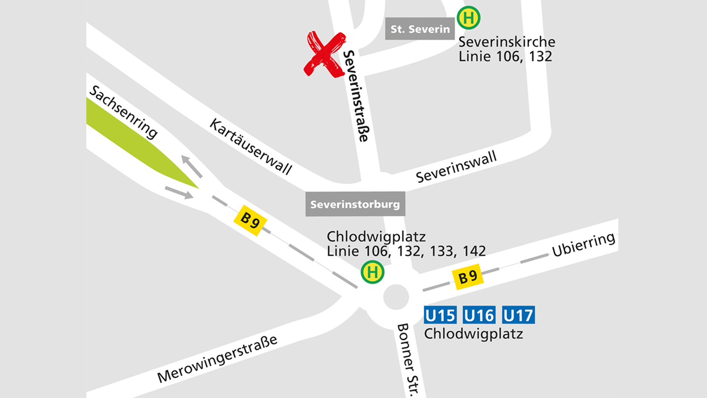 Lageplan des Alnatura Super Natur Marktes in Köln