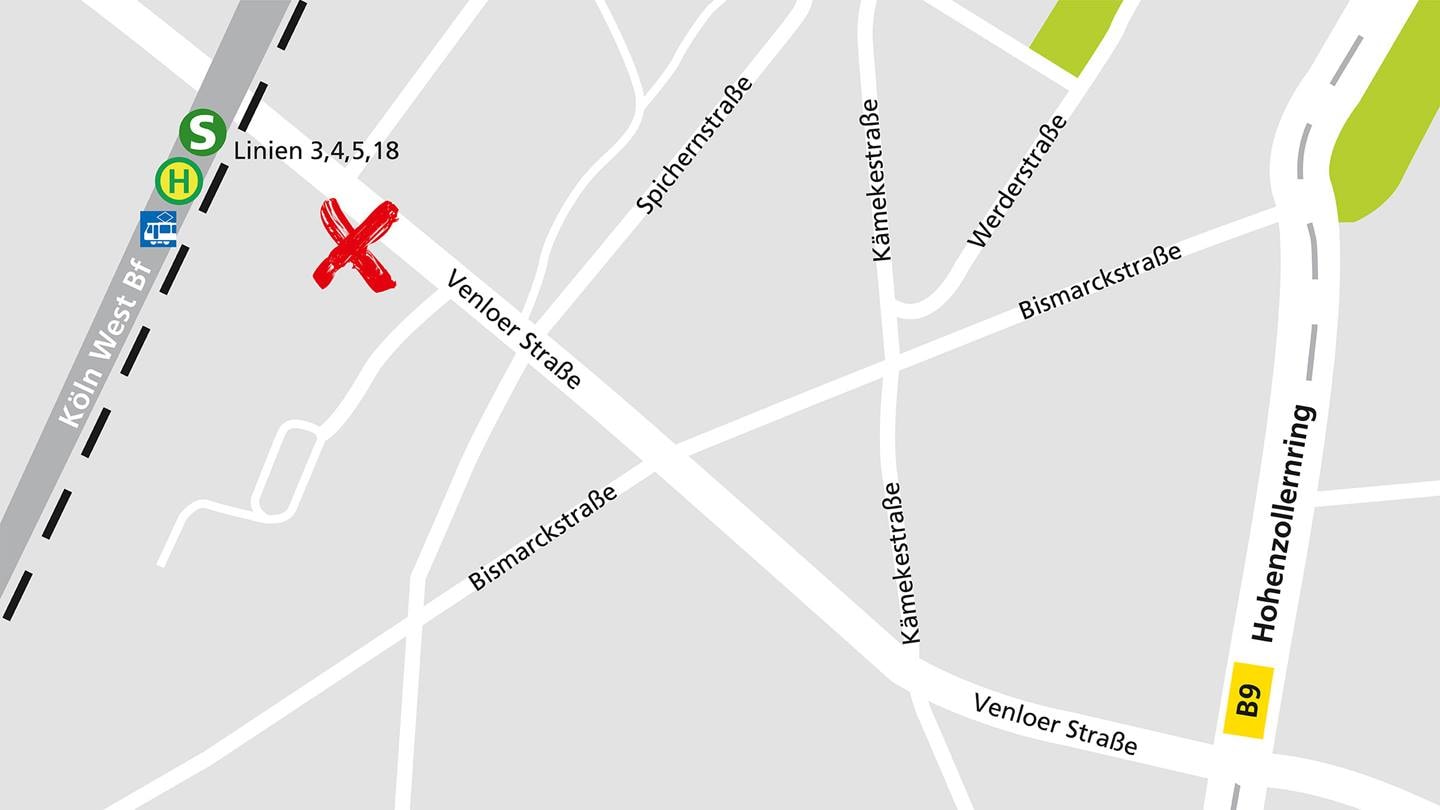 Lageplan für den Alnatura Markt in Köln Venloerstr. 47-53