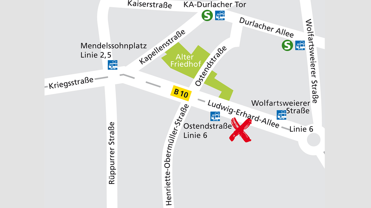 Lageplan des Alnatura Super Natur Marktes in Karlsruhe