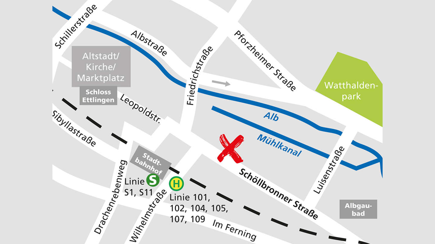 Lageplan des Alnatura Super Natur Marktes in Ettlingen