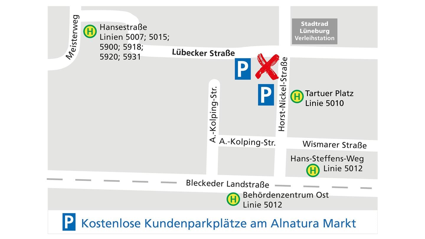 Lageplan des Alnatura Super Natur Marktes in Lüneburg