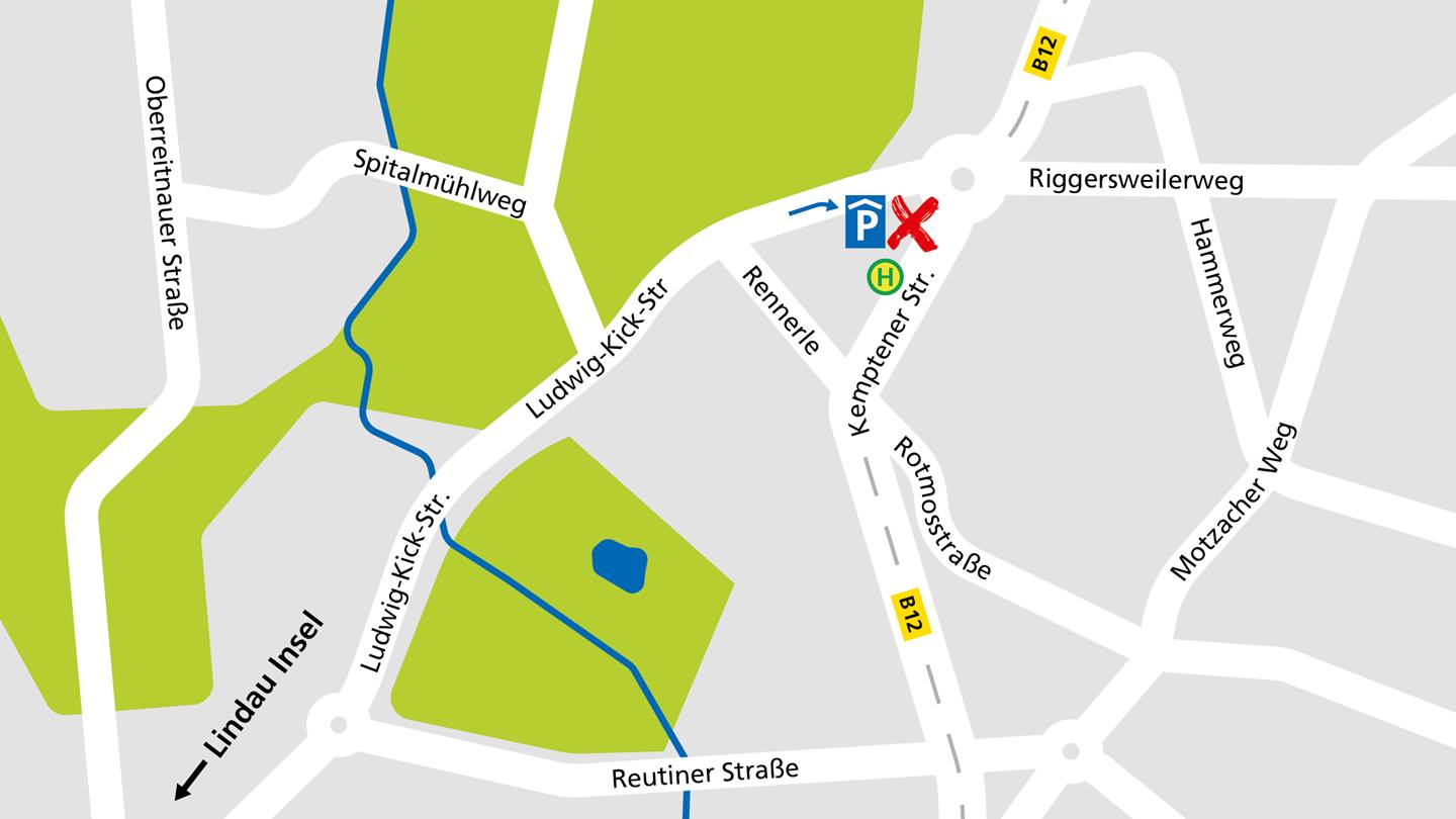 Anfahrtsplan zum Alnatura super Natur Markt in Lindau, in der Ludwig-Kick-Str. 66