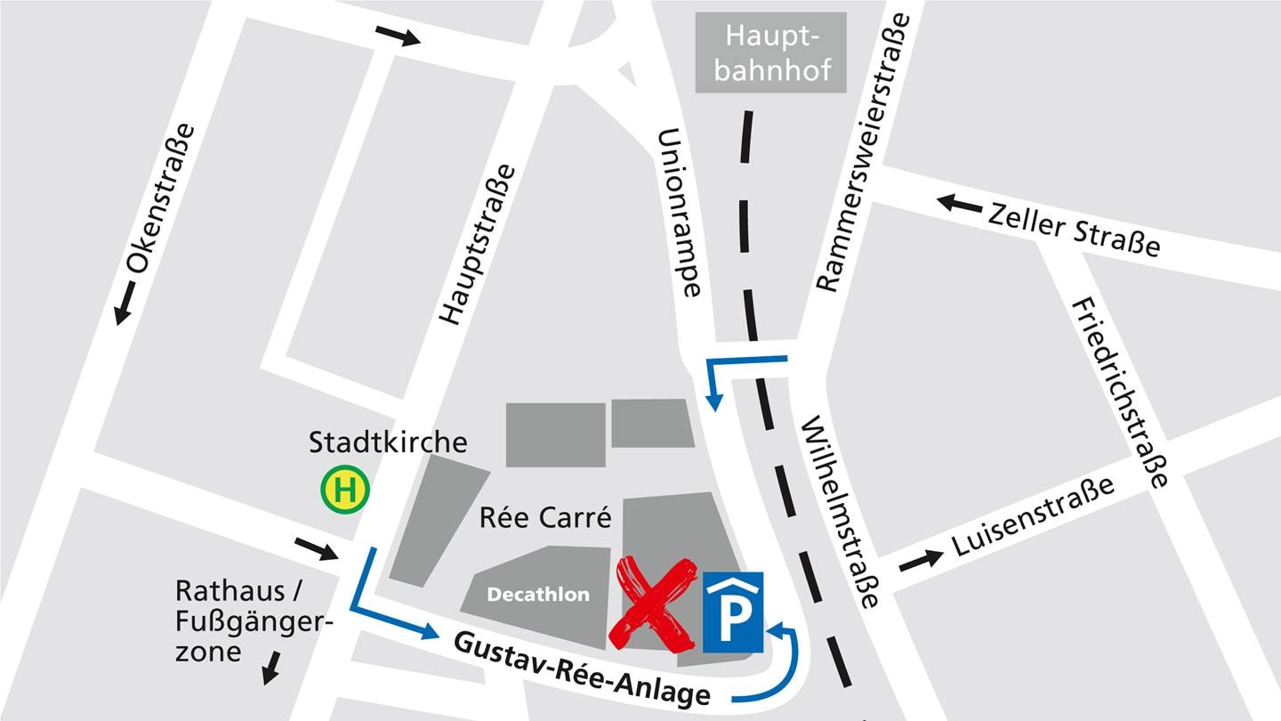 Lageplan zur Anfahrt zum Alnatura Super Natur Markt in Offenburg