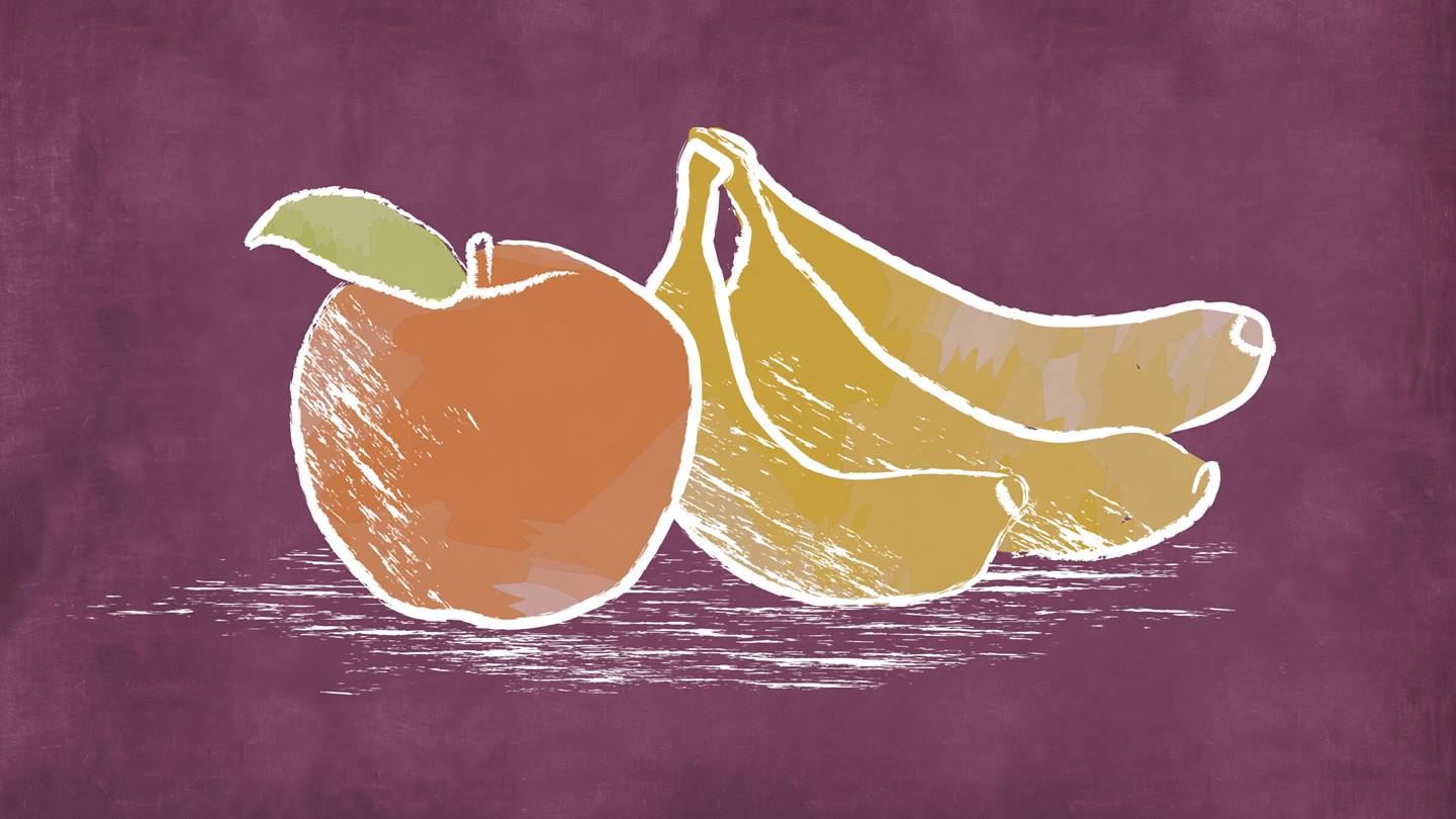 Obst und Gemüse gezeichnet
