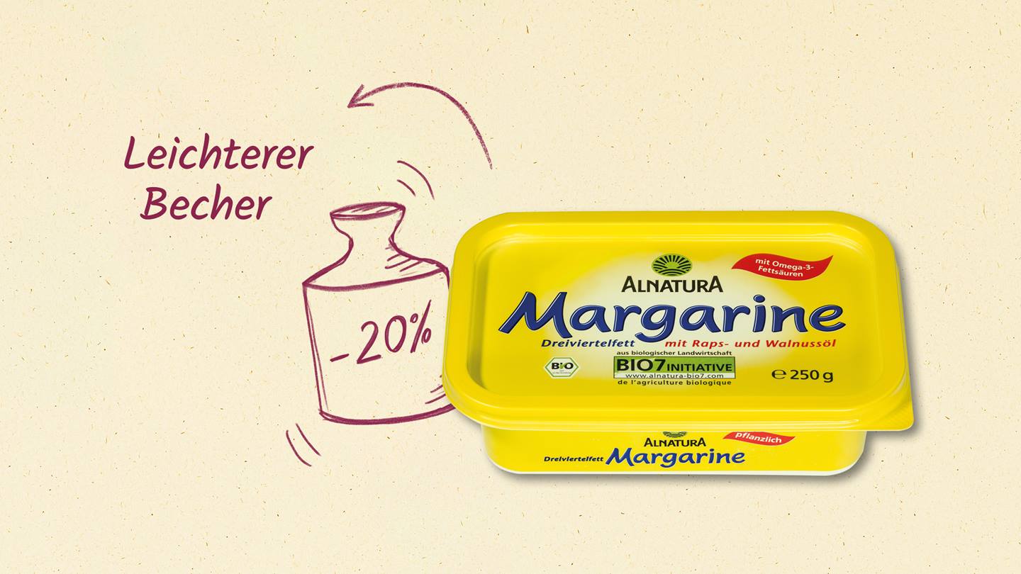 Leichtere Margarineverpackung – Optimierte Verpackung von Alnatura Produkten