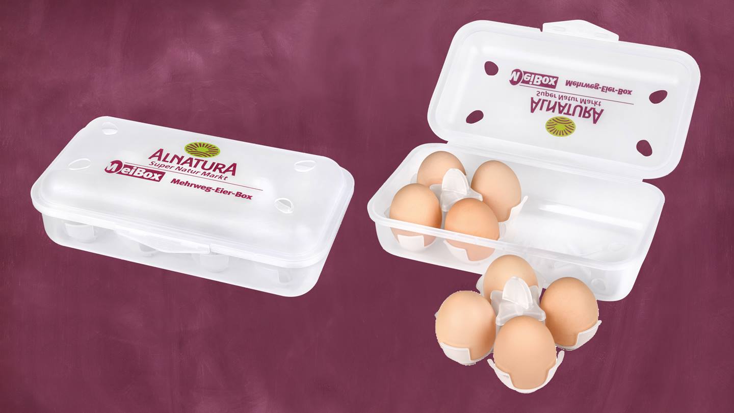 Alnatura Mehrweg-Eierbox aus Kunststoff, auch zum Eierkochen geeignet