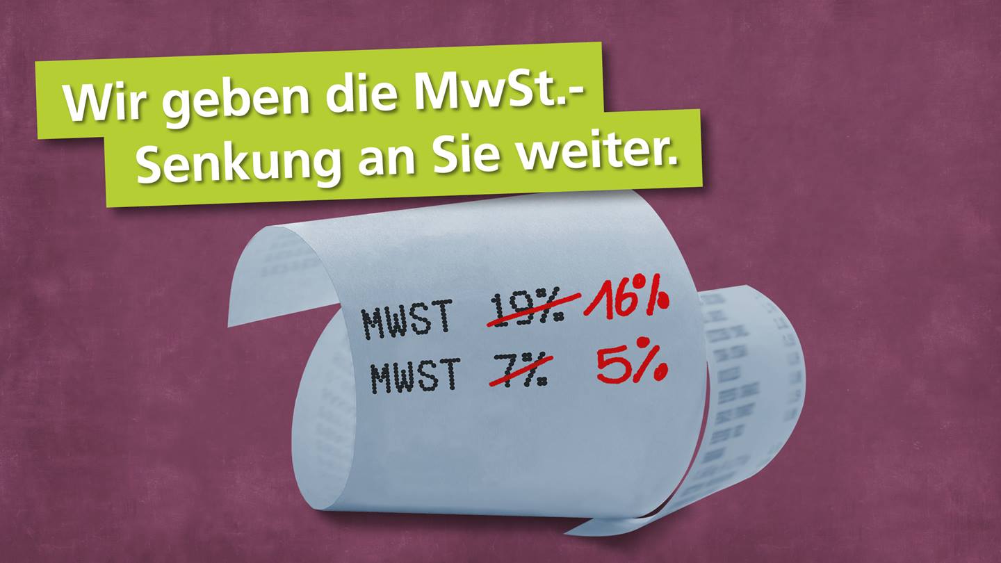 Kassenbon mit alter und neuer Mehrwertsteuer