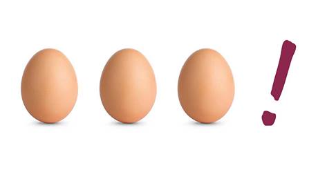 3 Eier mit Ausrufezeichen