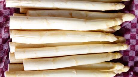 frisch gestochener, weißer Spargel in Bio-Qualität