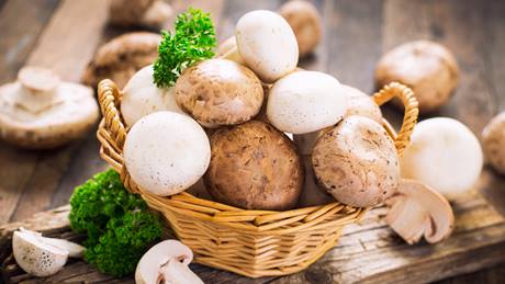 Champignons im Korb