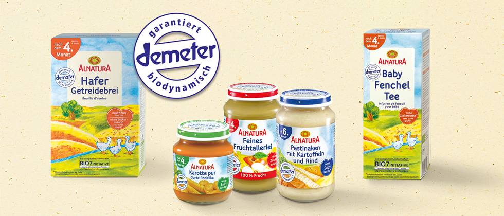 Viele Alnatura Baby-Produkte gibt es aus biodynamischem Landbau (Demeter)