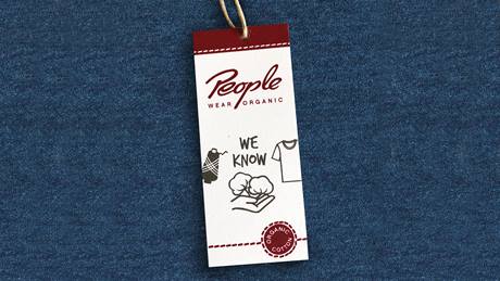 Label von People Wear Organic mit Aufschrift "We know"