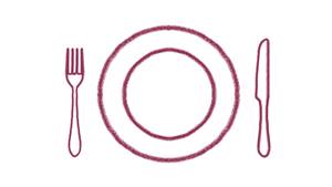 Ilustriertes Platzhalterbild für Rezepte mit Teller und Besteck