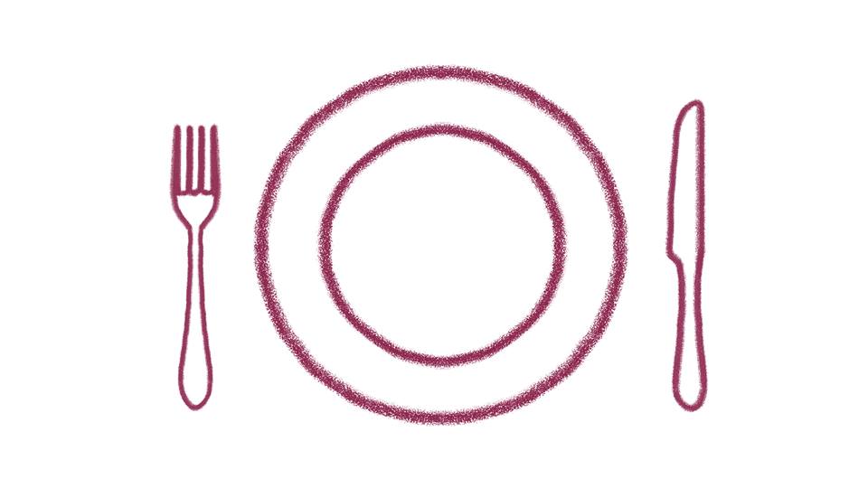 Ilustriertes Platzhalterbild für Rezepte mit Teller und Besteck