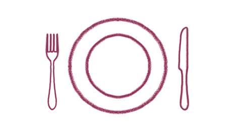 Ilustriertes Platzhalterbild für Rezepte mit Teller und Besteck