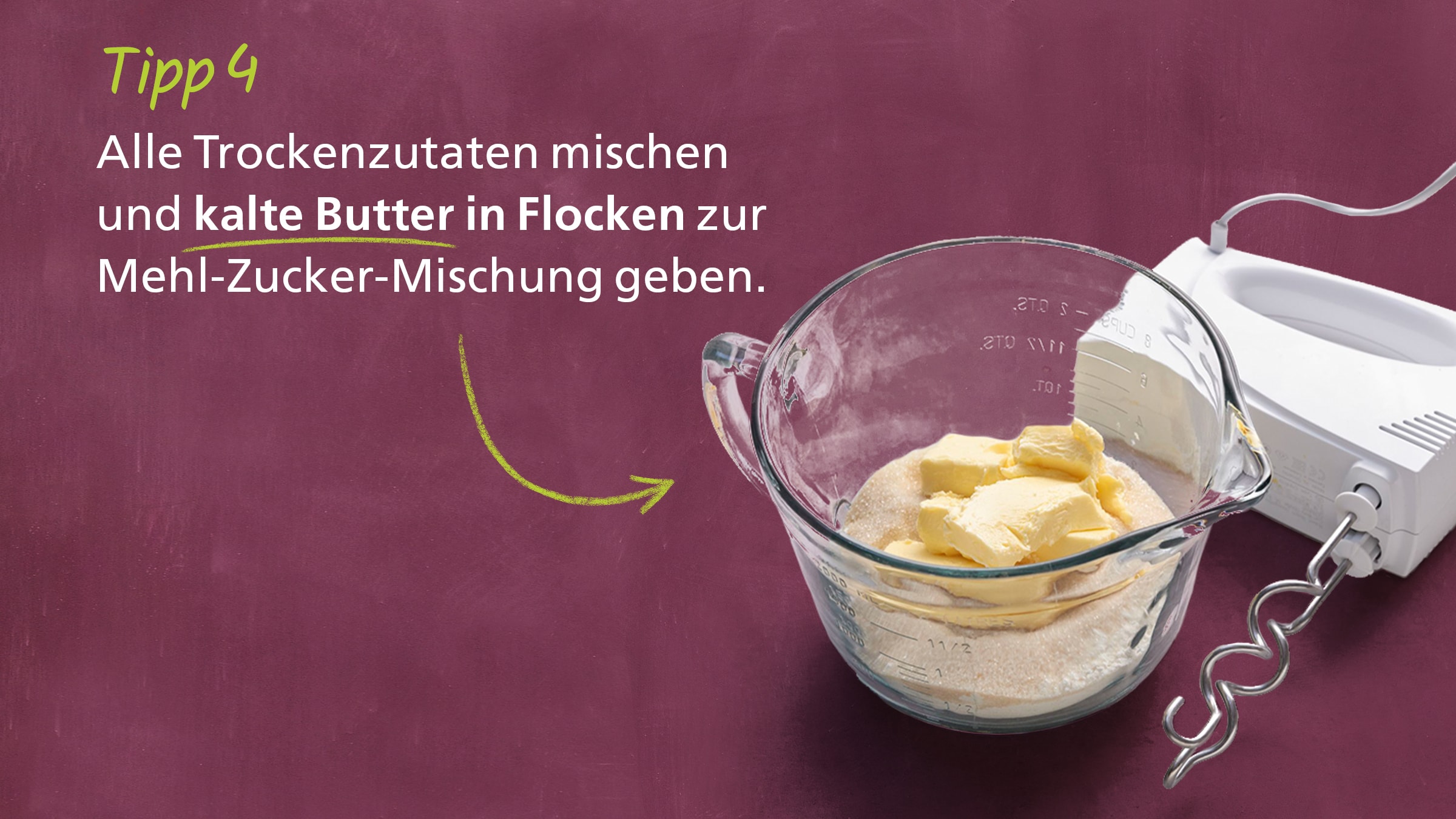 Mürbeteig Tipps und Tricks: Kalte Butter in Flocken zugeben