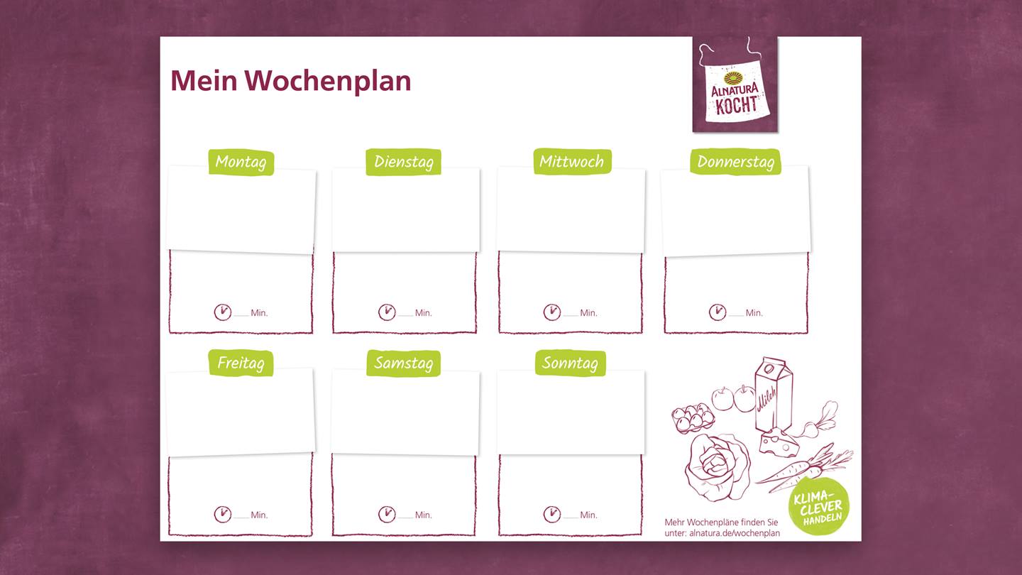 Alnatura Essens-Wochenplan blanko zum Download