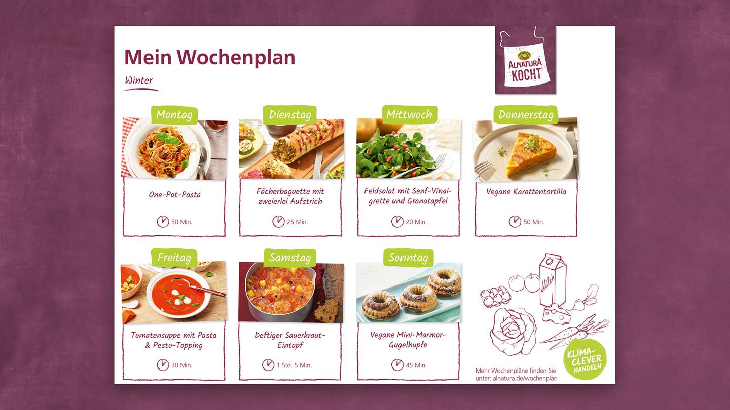 Alnatura Essens-Wochenplan vegan zum Download