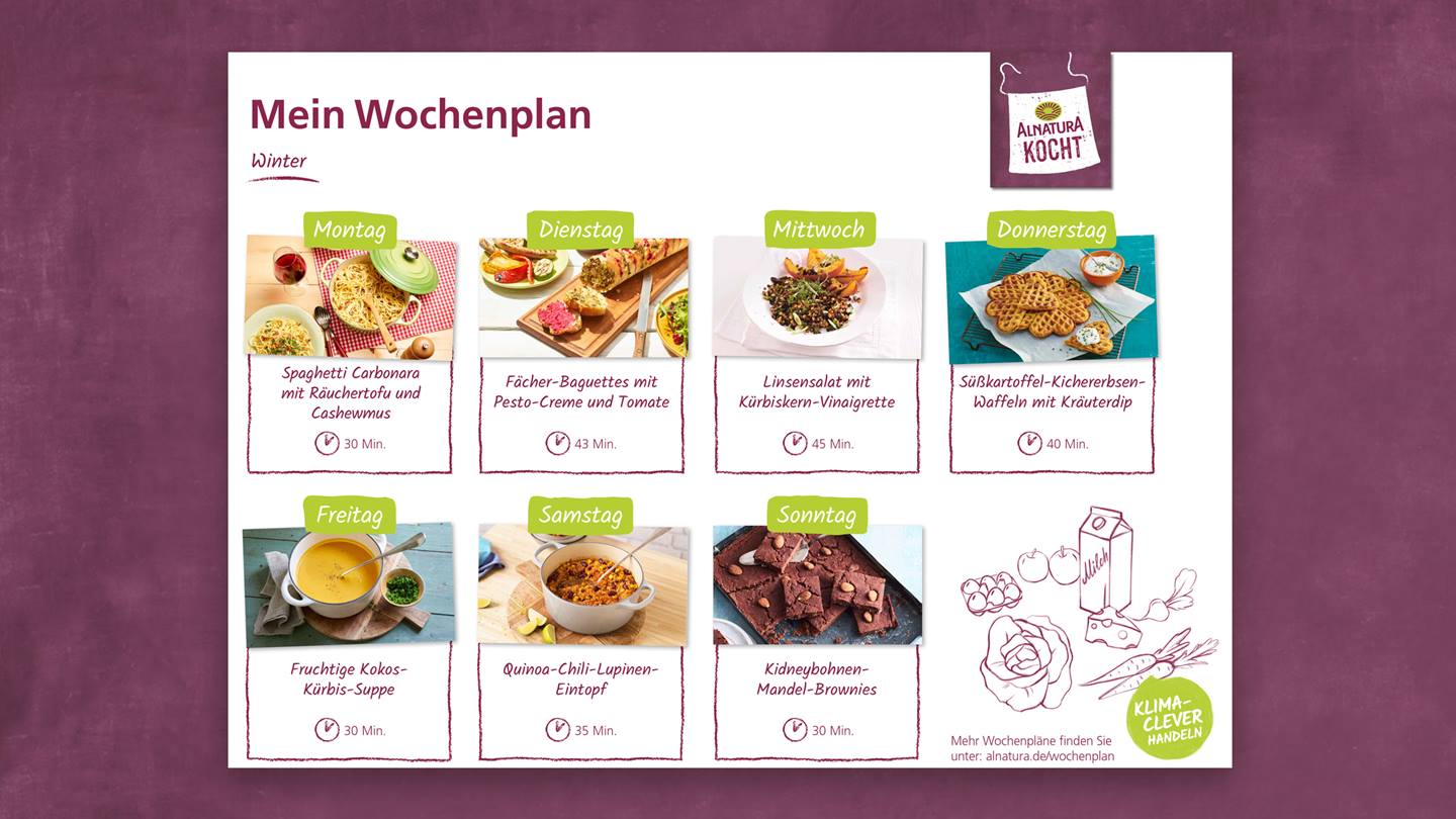 Alnatura Essens-Wochenplan vegan zum Download