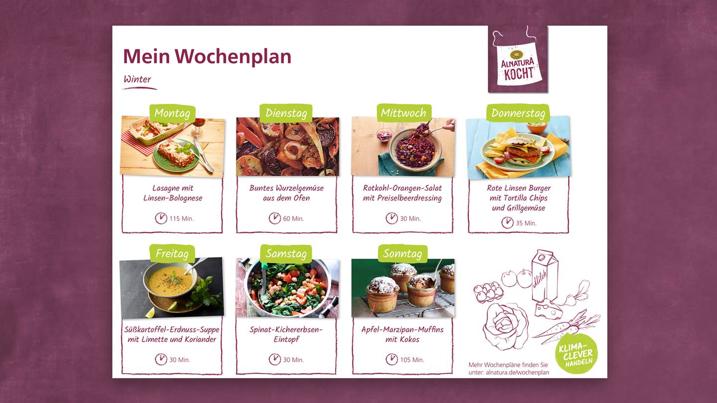 Alnatura Essens-Wochenplan vegan zum Download