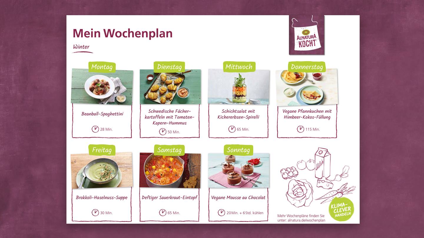 Alnatura Essens-Wochenplan vegan zum Download