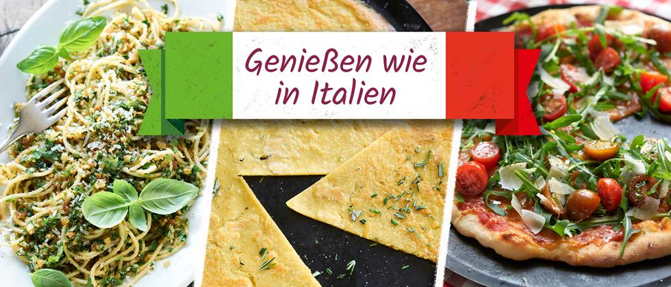 Collage mit mehreren italienischen Gerichten