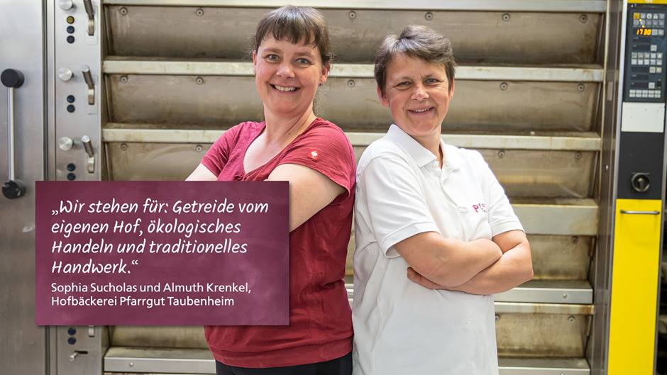 Sophia Sucholas und Almuth Krenkel von der Hofbäckerei Pfarrgut Taubenheim