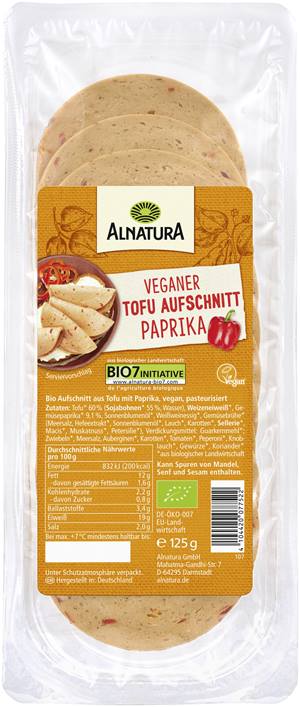 Veganer Tofu-Aufschnitt Paprika (gekühlt)