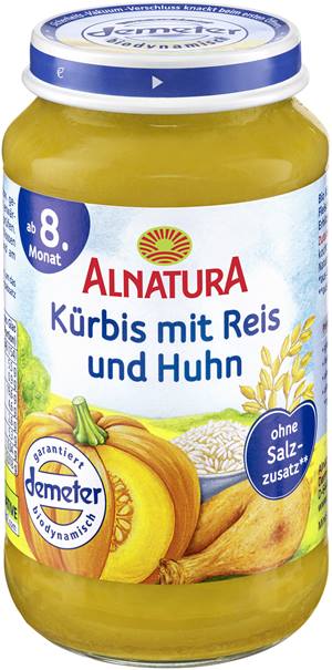 Kürbis mit Reis und Huhn