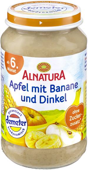 Apfel mit Banane und Dinkel