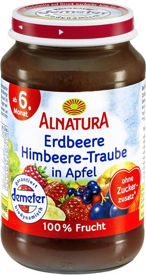 Erdbeere-Himbeere-Traube in Apfel