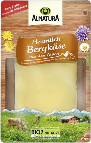Heumilch-Bergkäse in Scheiben