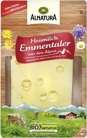 Heumilch-Emmentaler in Scheiben