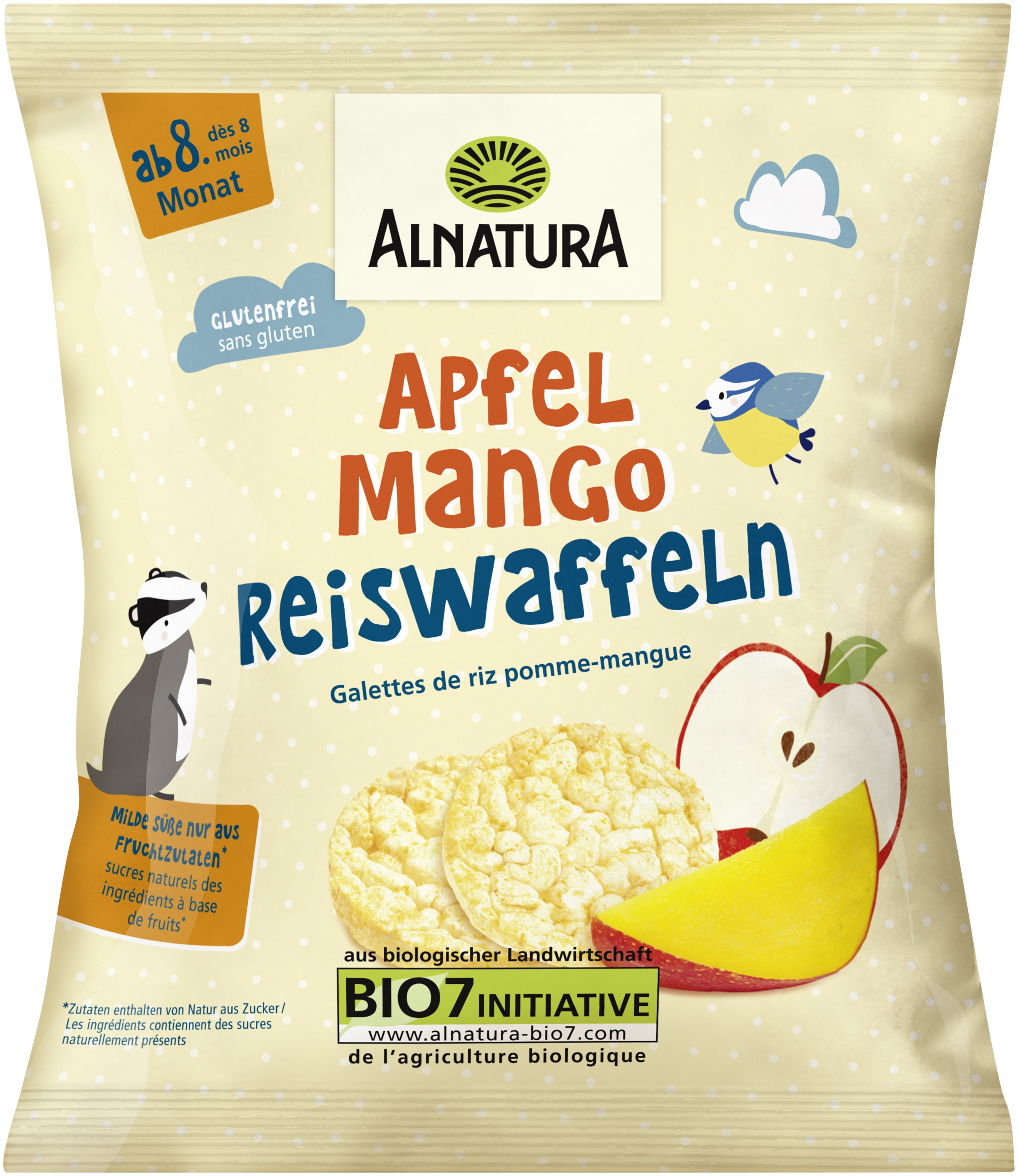 Mini Reiswaffeln Apfel-M
ango (35 g) in Bio-Qualität von Alnatura