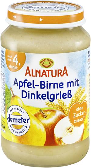 Apfel-Birne mit Dinkelgrieß
