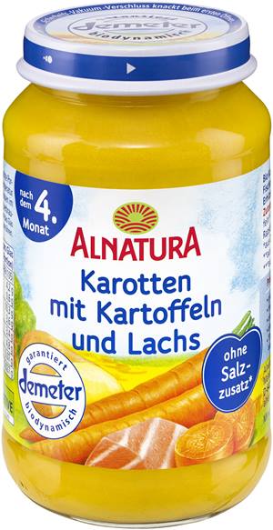 Karotten mit Kartoffeln und Lachs